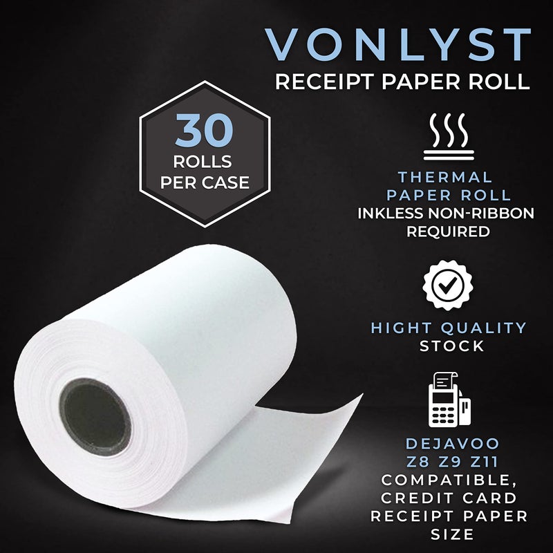 Vonlyst Credit Card Machine Paper Roll for Dejavoo P1 P3 P8 QD1 QD2 Z8 Z9 Z11 (30 rolls) - Image 5